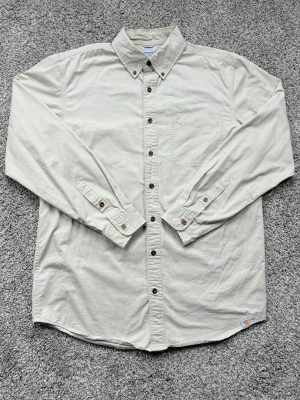 Carhartt L Tall Relaxed Fit Khaki Long Sleeve Work Shirt